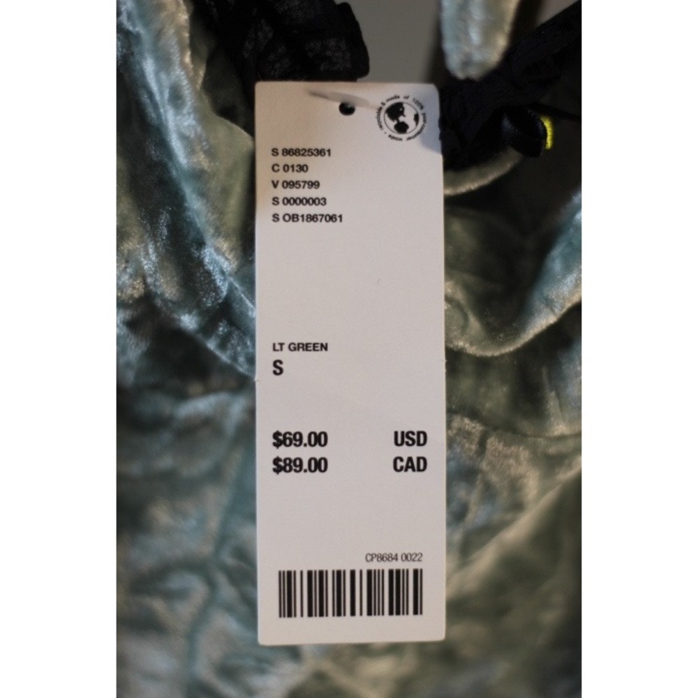 Kimchi Blue Urban Outfitters Crushed Velvet Lace Trim Mini Dress Light Green S - Picture 8 of 8